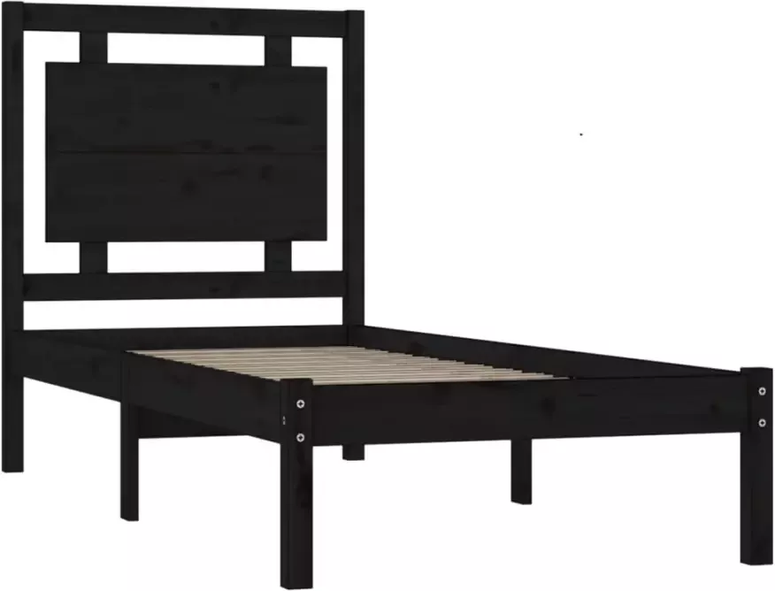 VidaXL -Bedframe-massief-hout-zwart-75x190-cm-2FT6-Small-Single - Foto 3