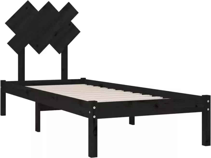 VidaXL -Bedframe-massief-hout-zwart-75x190-cm-2FT6-Small-Single - Foto 3