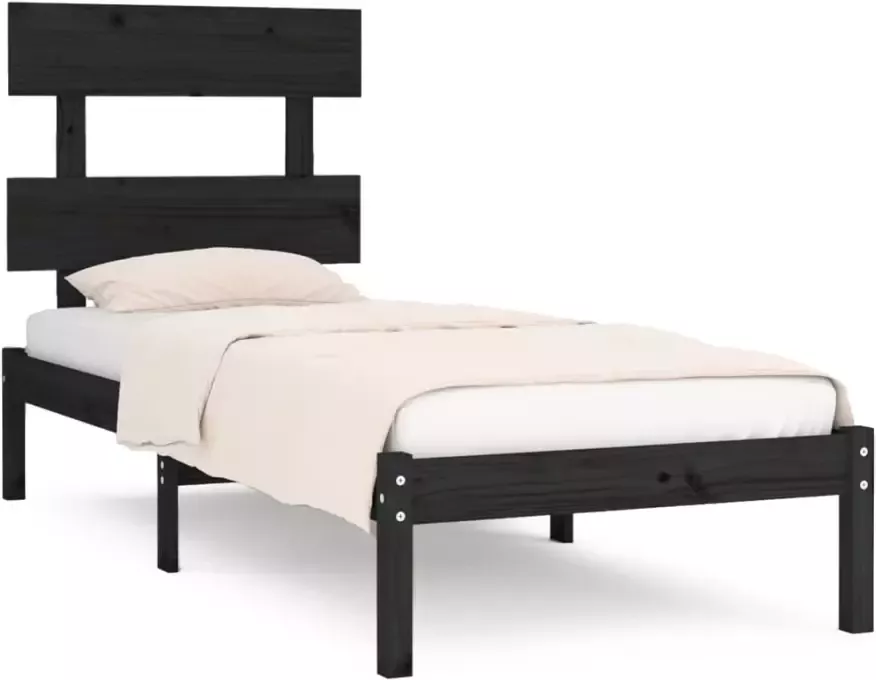 VidaXL -Bedframe-massief-hout-zwart-90x190-cm-3FT6-Single - Foto 3