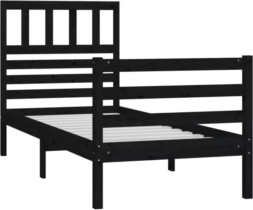 VidaXL -Bedframe-massief-hout-zwart-90x200-cm - Foto 4