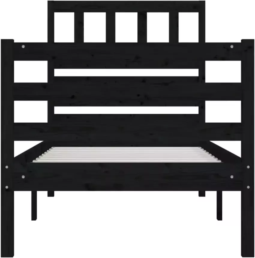 VidaXL -Bedframe-massief-hout-zwart-90x200-cm - Foto 2