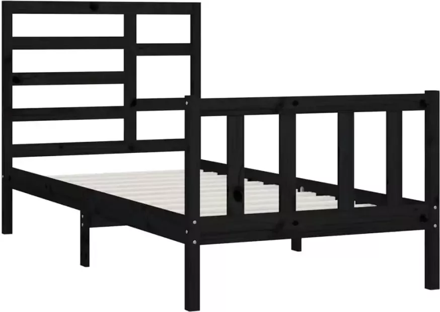 VidaXL -Bedframe-massief-hout-zwart-90x200-cm - Foto 4