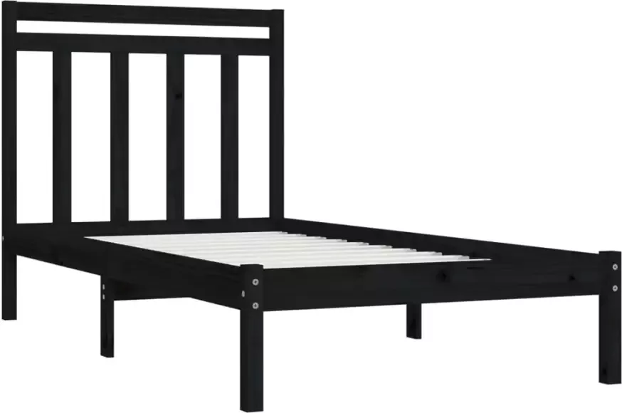 VidaXL -Bedframe-massief-hout-zwart-90x200-cm - Foto 3