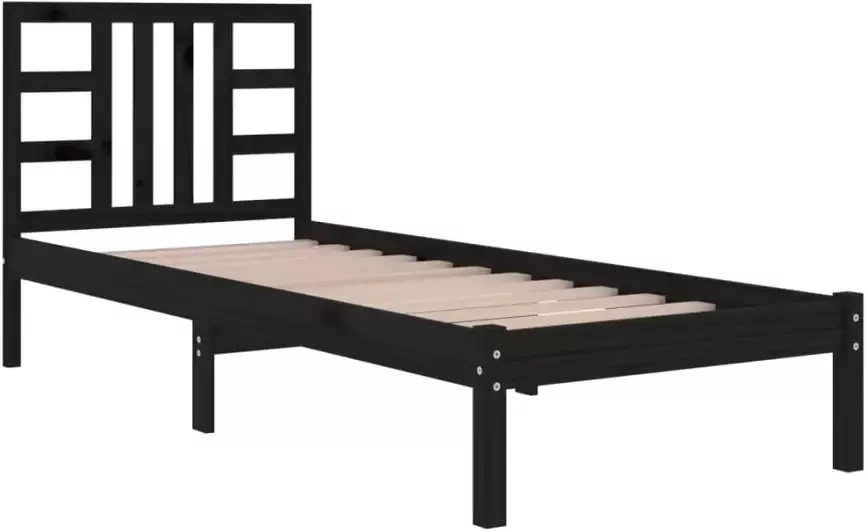 VidaXL -Bedframe-massief-hout-zwart-90x200-cm - Foto 4
