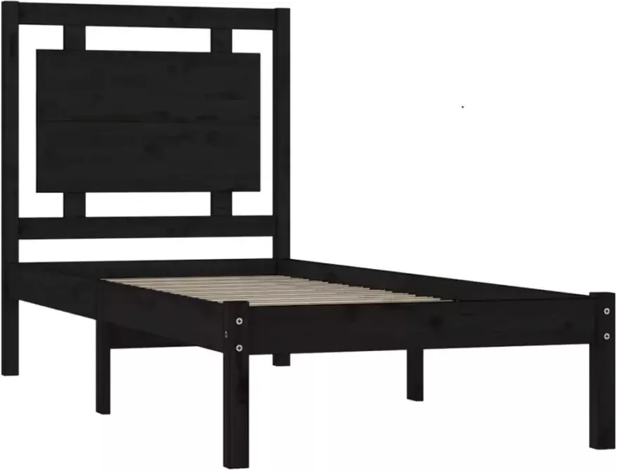VidaXL -Bedframe-massief-hout-zwart-90x200-cm - Foto 3