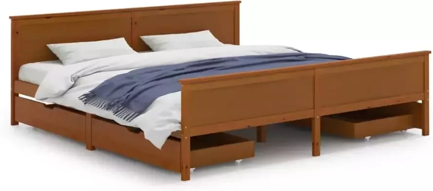 VIDAXL Bedframe met 4 lades massief grenenhout honingbruin 180x200 cm