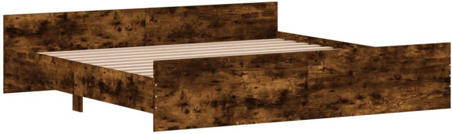 VidaXL -Bedframe-met-hoofd--en-voeteneinde-gerookt-eiken-200x200-cm - Foto 4