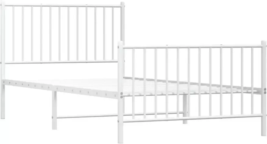 VidaXL -Bedframe-met-hoofd--en-voeteneinde-metaal-wit-100x200-cm - Foto 3