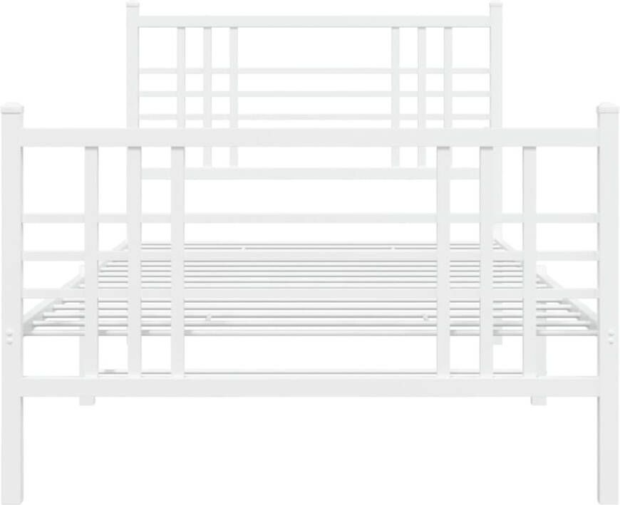 VidaXL -Bedframe-met-hoofd--en-voeteneinde-metaal-wit-107x203-cm - Foto 2