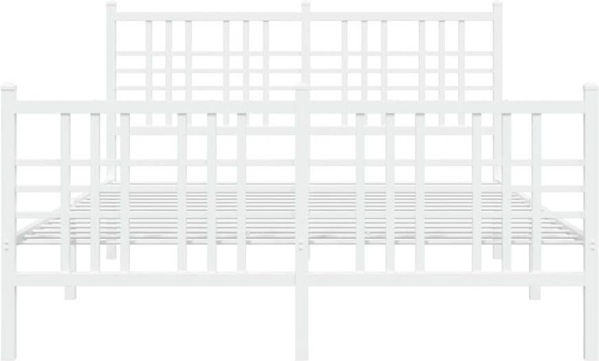 VidaXL -Bedframe-met-hoofd--en-voeteneinde-metaal-wit-137x190-cm