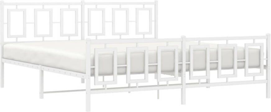 VidaXL -Bedframe-met-hoofd--en-voeteneinde-metaal-wit-183x213-cm - Foto 4