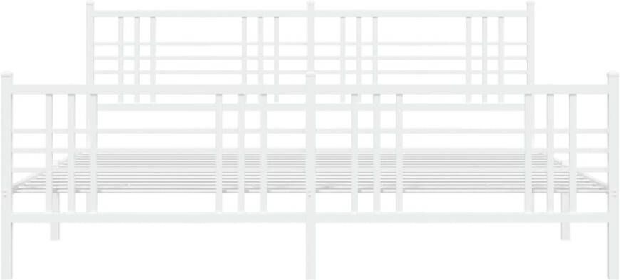 VidaXL -Bedframe-met-hoofd--en-voeteneinde-metaal-wit-193x203-cm - Foto 4