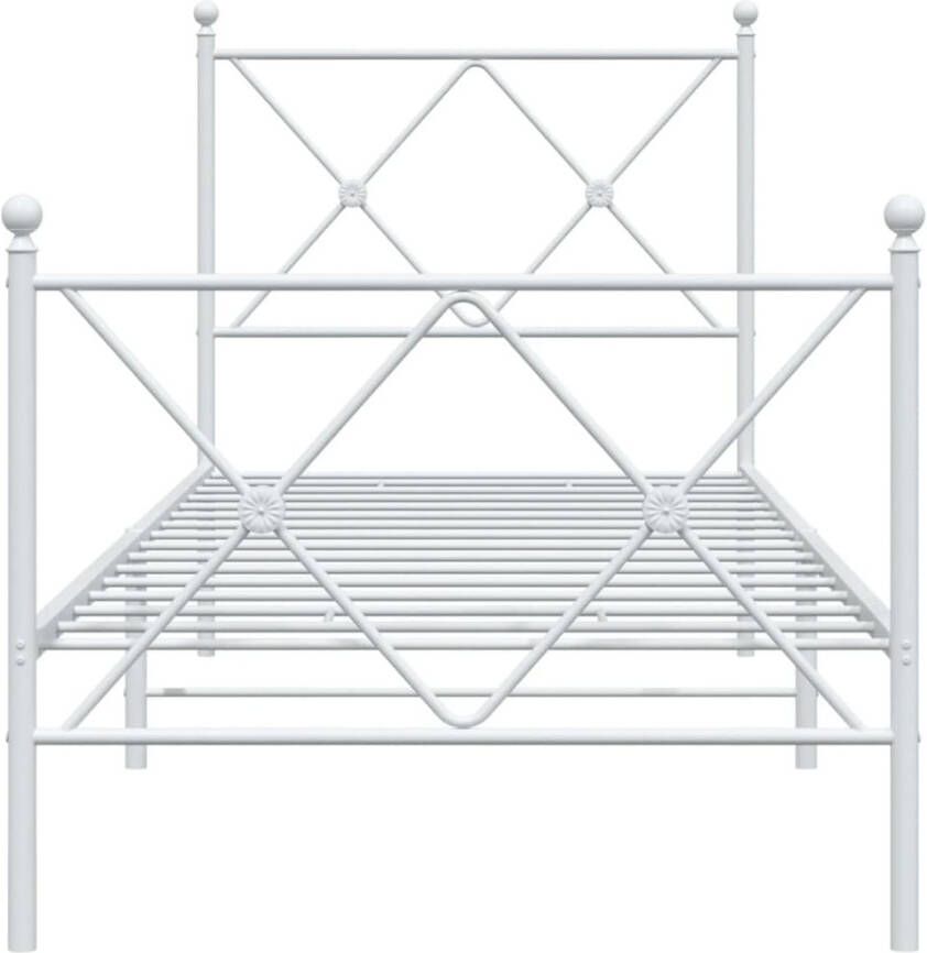 VidaXL -Bedframe-met-hoofd--en-voeteneinde-metaal-wit-75x190-cm - Foto 3