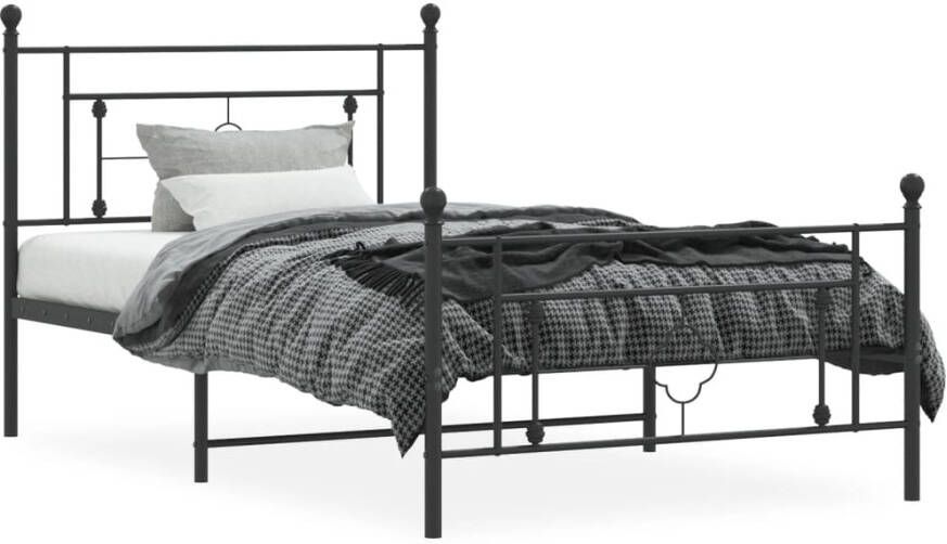 VidaXL -Bedframe-met-hoofd--en-voeteneinde-metaal-zwart-107x203-cm - Foto 6