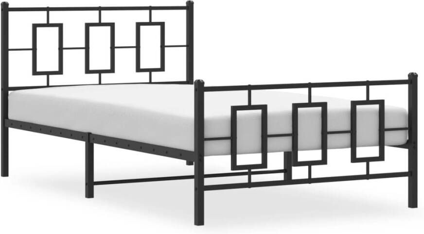 VidaXL -Bedframe-met-hoofd--en-voeteneinde-metaal-zwart-107x203-cm - Foto 9