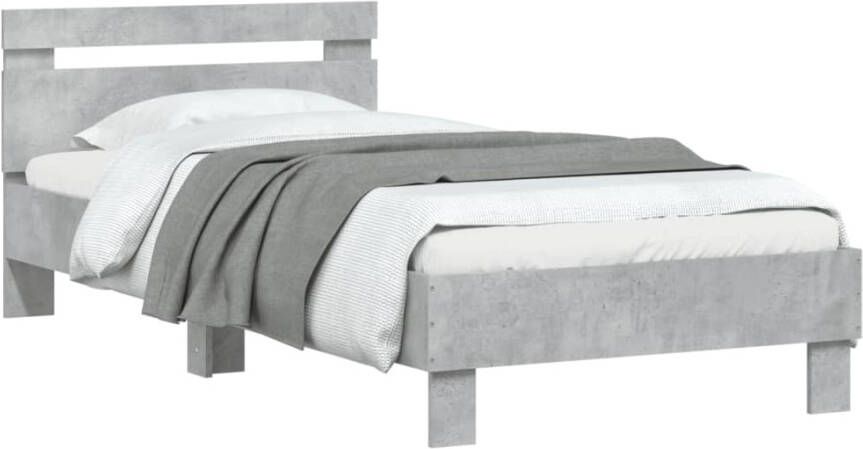 VidaXL -Bedframe-met-hoofdbord-bewerkt-hout-betongrijs-75x190-cm - Foto 7