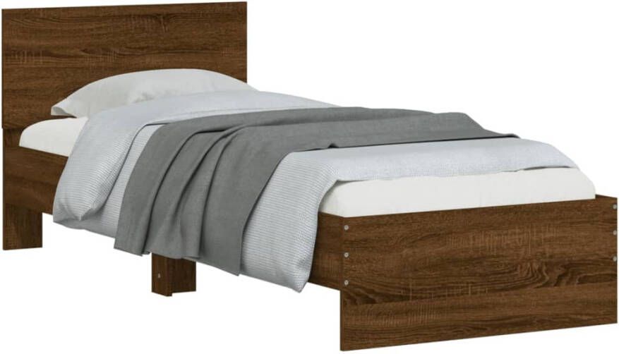 VidaXL -Bedframe-met-hoofdbord-bewerkt-hout-bruineikenkleurig-75x190-cm - Foto 5