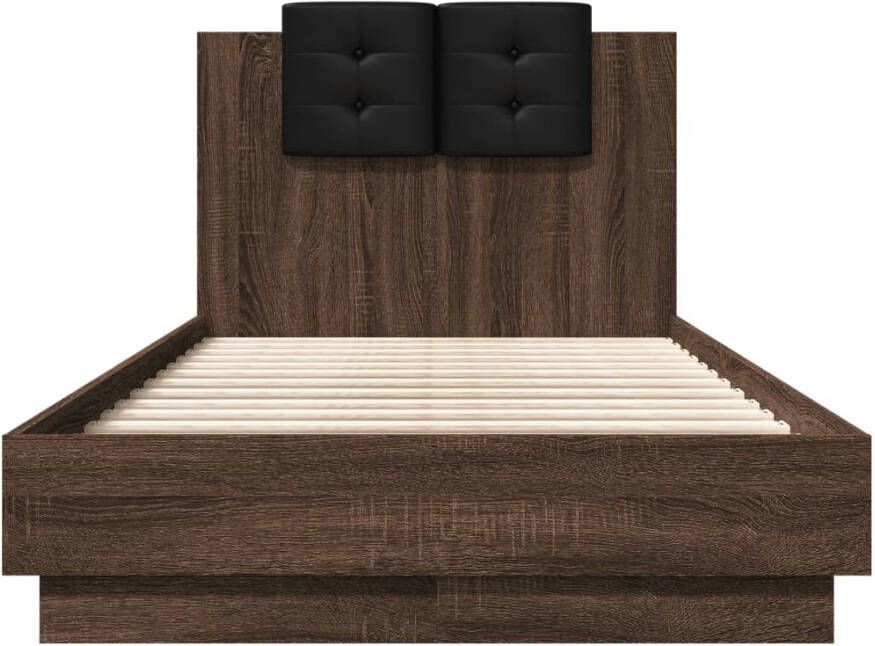 VidaXL -Bedframe-met-hoofdbord-bewerkt-hout-bruineikenkleurig-75x190-cm