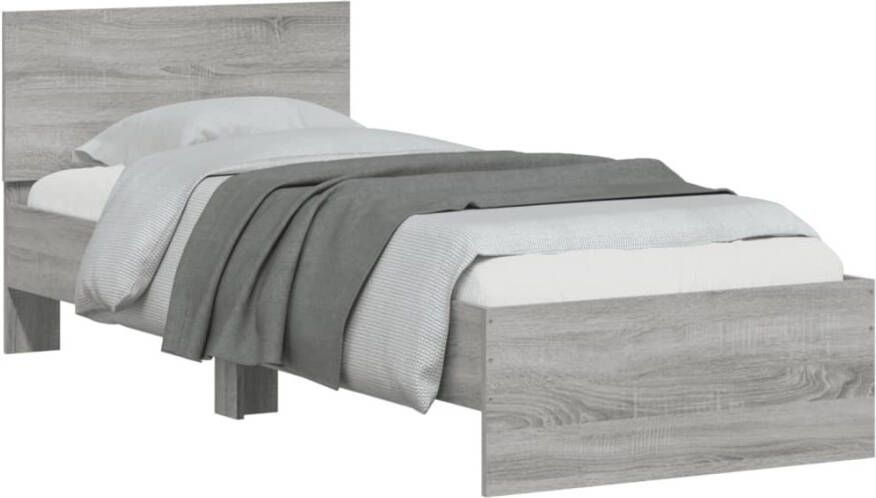 VidaXL -Bedframe-met-hoofdbord-bewerkt-hout-grijs-sonoma-75x190-cm - Foto 5