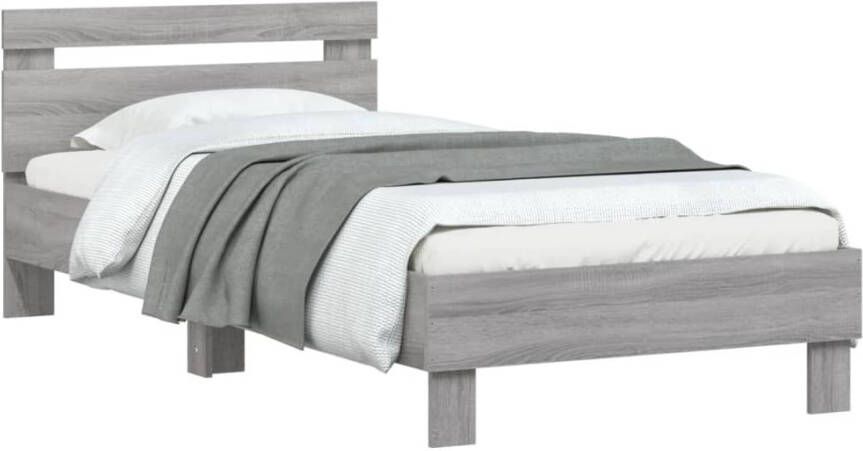VidaXL -Bedframe-met-hoofdbord-bewerkt-hout-grijs-sonoma-75x190-cm - Foto 8