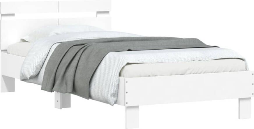 VidaXL -Bedframe-met-hoofdbord-bewerkt-hout-wit-100x200-cm - Foto 4