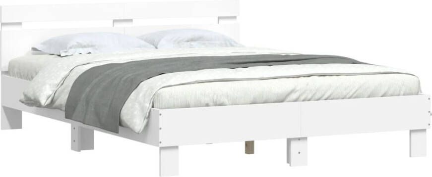 VidaXL -Bedframe-met-hoofdbord-bewerkt-hout-wit-140x200-cm - Foto 3