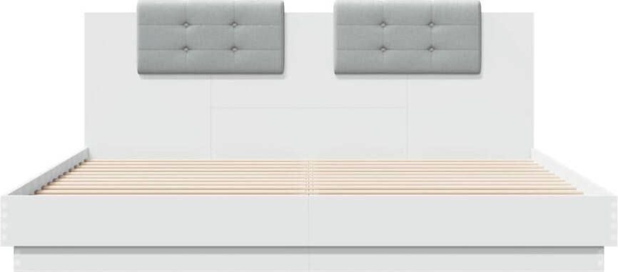 VidaXL -Bedframe-met-hoofdbord-bewerkt-hout-wit-160x200-cm