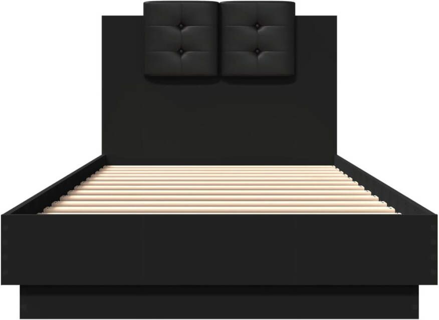 VidaXL -Bedframe-met-hoofdbord-bewerkt-hout-zwart-100x200-cm