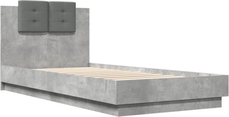 VidaXL -Bedframe-met-hoofdbord-en-LED-verlichting-betongrijs-100x200-cm - Foto 3