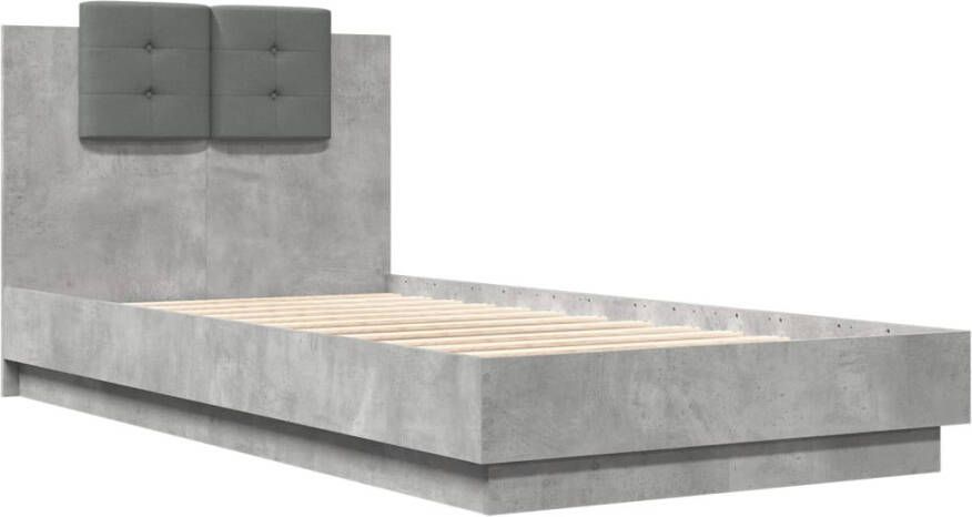 VidaXL -Bedframe-met-hoofdbord-en-LED-verlichting-betongrijs-75x190-cm - Foto 3