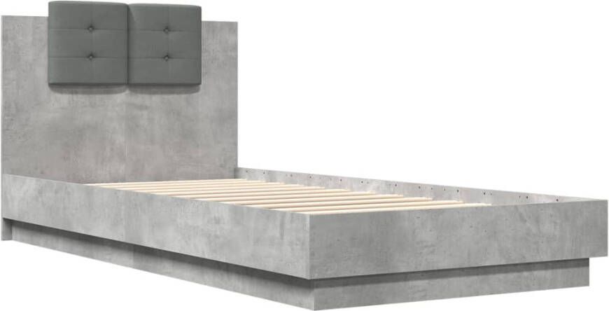 VidaXL -Bedframe-met-hoofdbord-en-LED-verlichting-betongrijs-90x200-cm - Foto 3