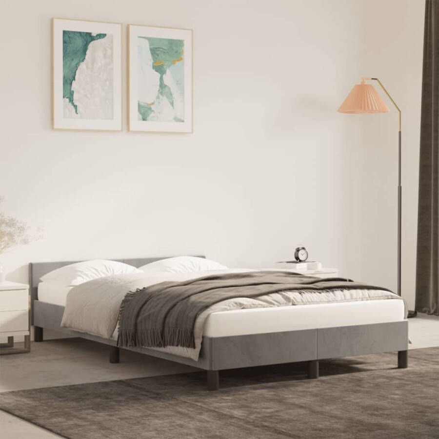 VidaXL -Bedframe-met-hoofdbord-fluweel-lichtgrijs-120x190-cm - Foto 1