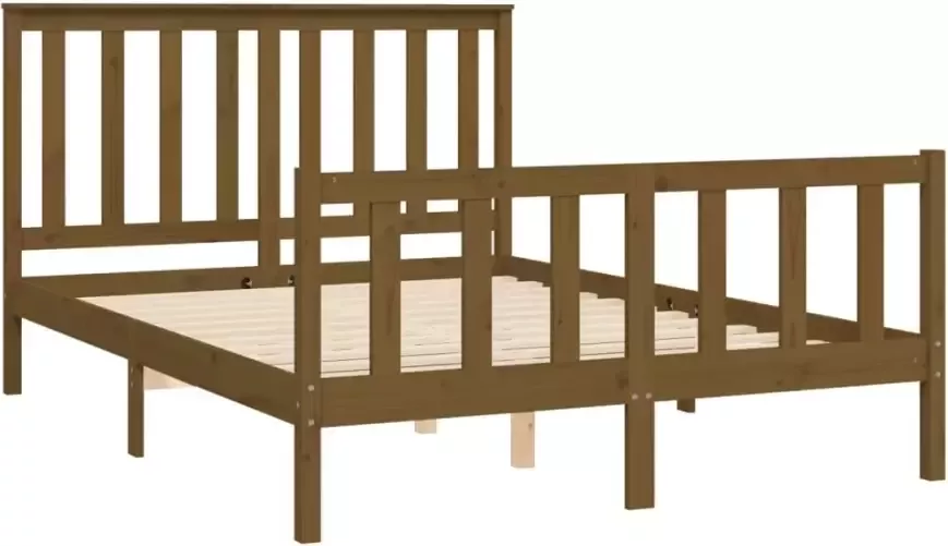 VidaXL -Bedframe-met-hoofdbord-grenenhout-honingbruin-120x200-cm - Foto 3