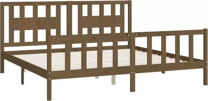 VidaXL -Bedframe-met-hoofdbord-grenenhout-honingbruin-200x200-cm - Foto 3