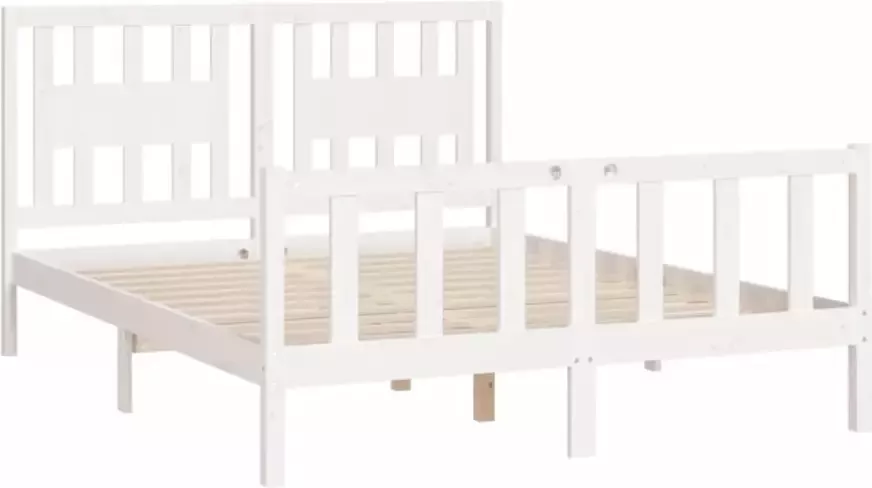 VidaXL -Bedframe-met-hoofdbord-grenenhout-wit-150x200-cm-5FT-King-Size - Foto 3