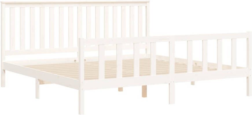 VidaXL -Bedframe-met-hoofdbord-grenenhout-wit-180x200-cm-6FT-Super-King - Foto 4