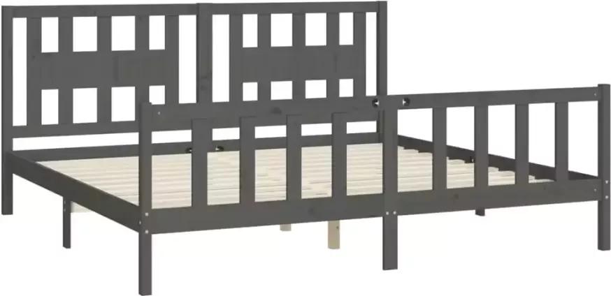 VidaXL -Bedframe-met-hoofdbord-hout-grijs-180x200-cm-6FT-Super-King - Foto 3