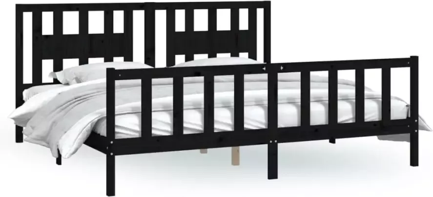 VidaXL -Bedframe-met-hoofdbord-hout-zwart-180x200-cm-6FT-Super-King - Foto 4