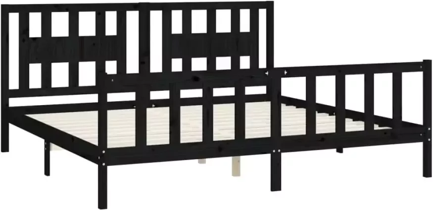 VidaXL -Bedframe-met-hoofdbord-hout-zwart-180x200-cm-6FT-Super-King - Foto 3