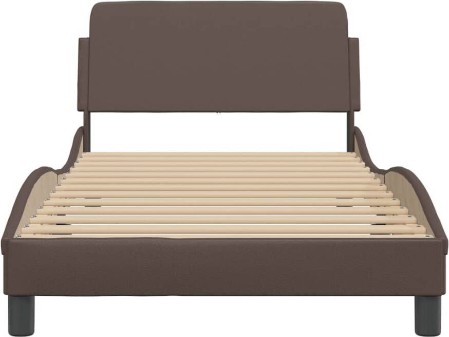 VidaXL -Bedframe-met-hoofdbord-kunstleer-bruin-100x200-cm - Foto 2