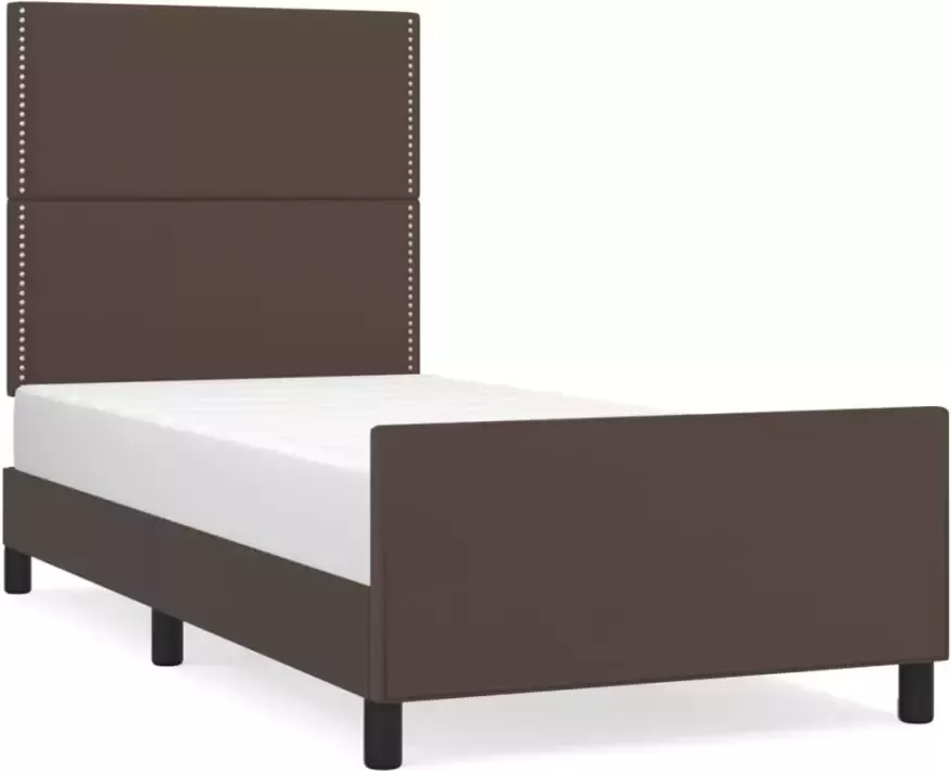 VidaXL -Bedframe-met-hoofdbord-kunstleer-bruin-100x200-cm - Foto 5