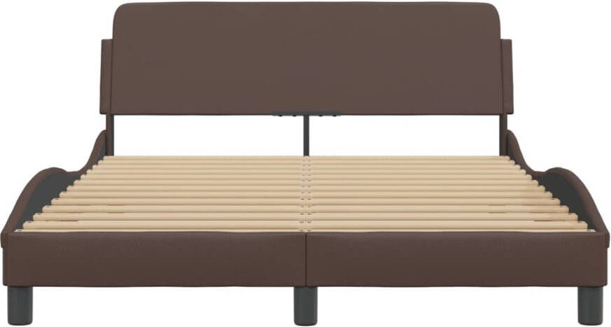 VidaXL -Bedframe-met-hoofdbord-kunstleer-bruin-120x200-cm - Foto 2