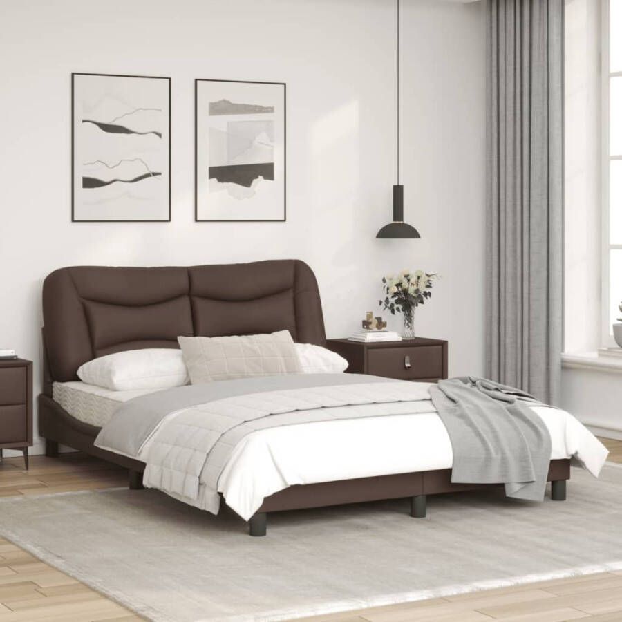 VidaXL -Bedframe-met-hoofdbord-kunstleer-bruin-120x200-cm