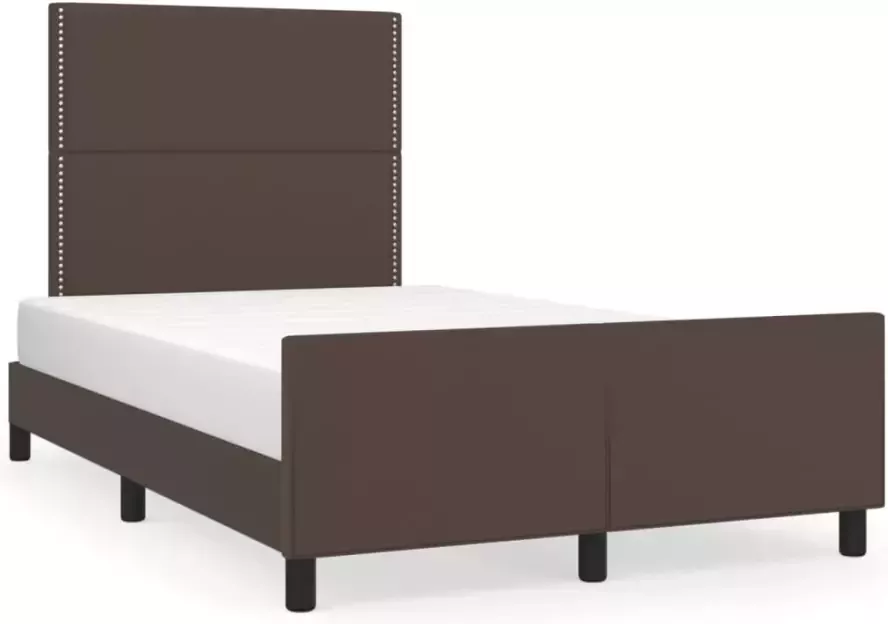 VidaXL -Bedframe-met-hoofdbord-kunstleer-bruin-120x200-cm - Foto 4