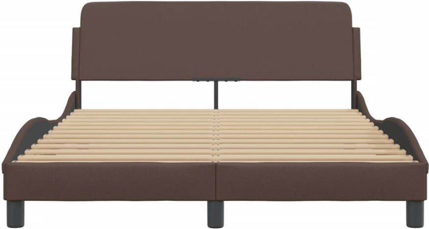 VidaXL -Bedframe-met-hoofdbord-kunstleer-bruin-140x190-cm - Foto 2