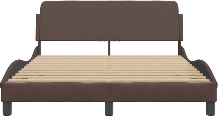 VidaXL -Bedframe-met-hoofdbord-kunstleer-bruin-140x200-cm - Foto 2