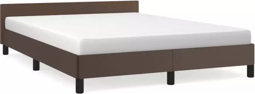 VidaXL -Bedframe-met-hoofdbord-kunstleer-bruin-140x200-cm - Foto 4
