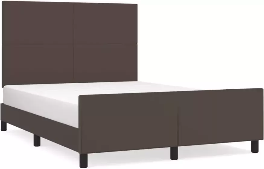 VidaXL -Bedframe-met-hoofdbord-kunstleer-bruin-140x200-cm - Foto 4