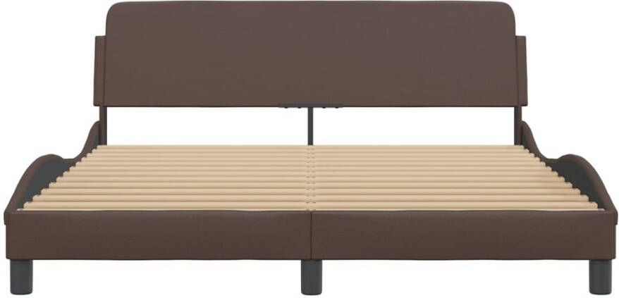 VidaXL -Bedframe-met-hoofdbord-kunstleer-bruin-160x200-cm - Foto 2