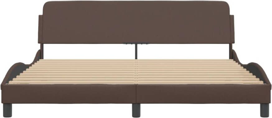 VidaXL -Bedframe-met-hoofdbord-kunstleer-bruin-180x200-cm - Foto 2